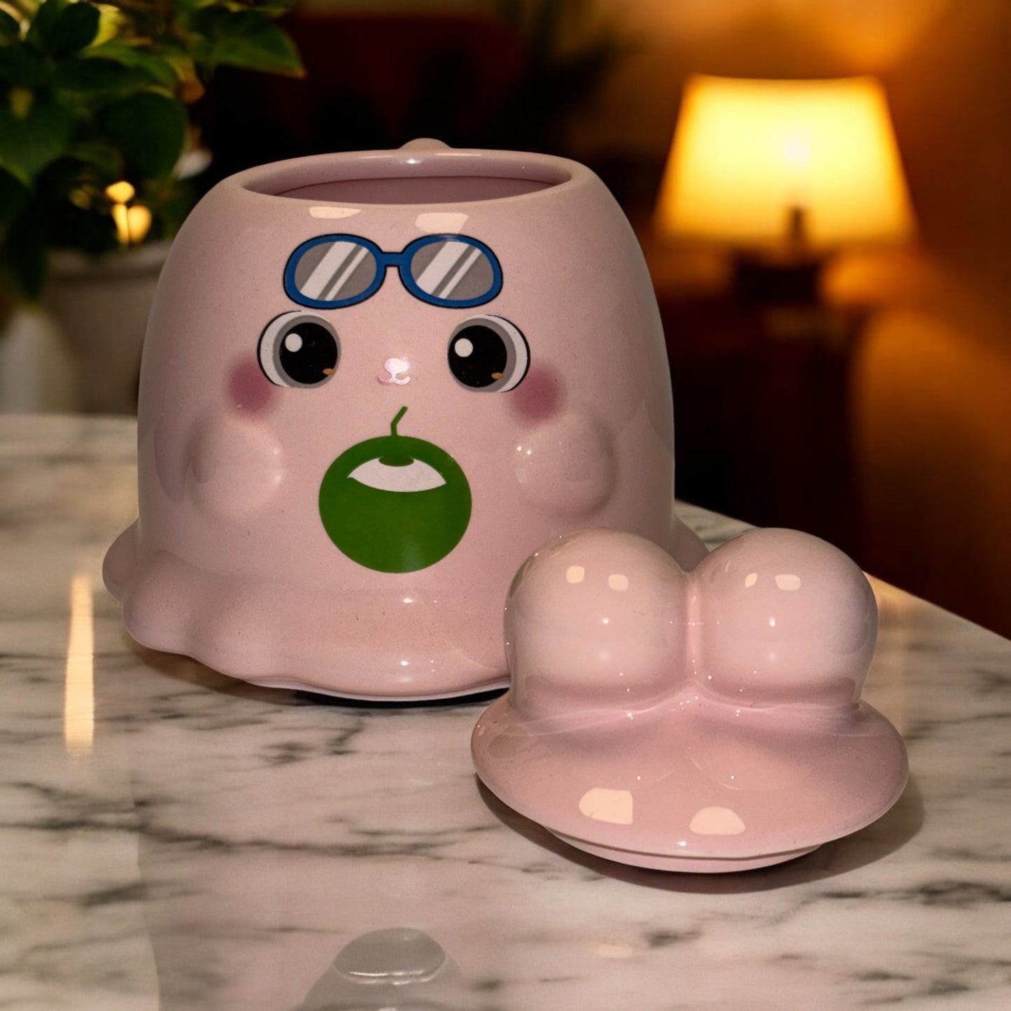 Sugar Snug Ceramic Mug (With Lid) - Pink