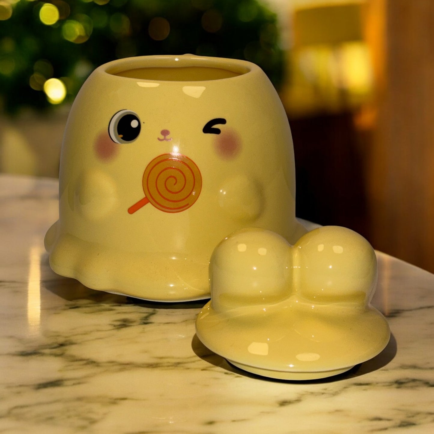 Sugar Snug Ceramic Mug (With Lid) - Yellow