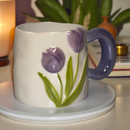 Tulip Meadow Ceramic Mug - Violet