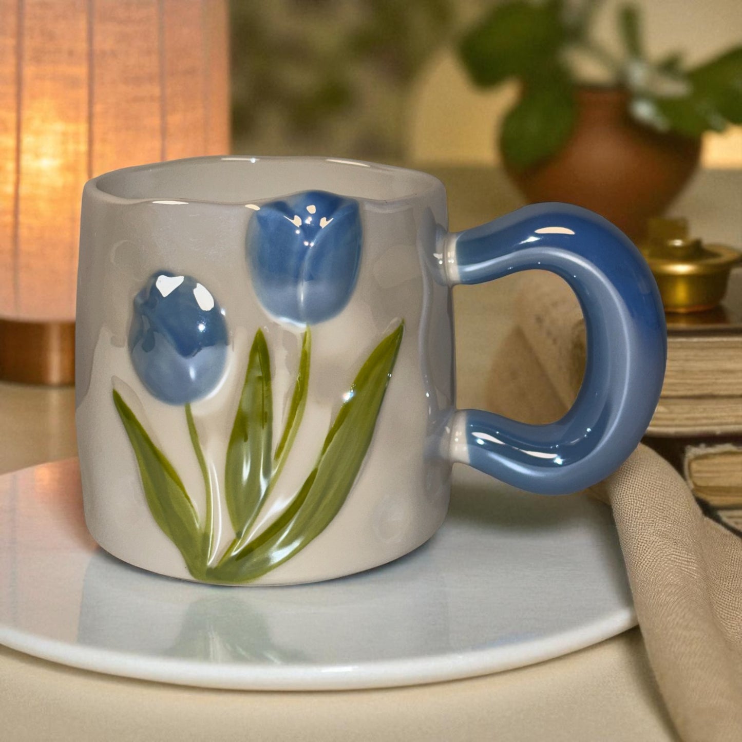 Tulip Meadow Ceramic Mug - Blue