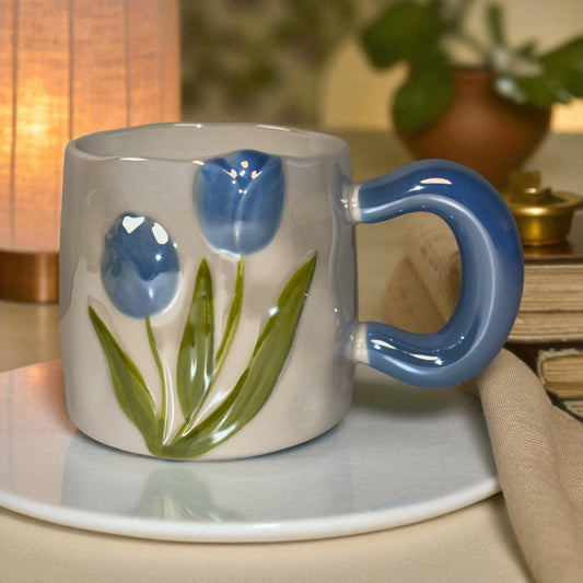 Tulip Meadow Ceramic Mug - Blue