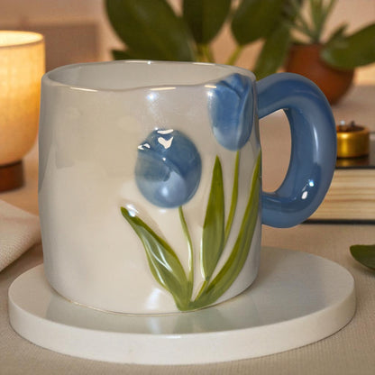 Tulip Meadow Ceramic Mug - Blue