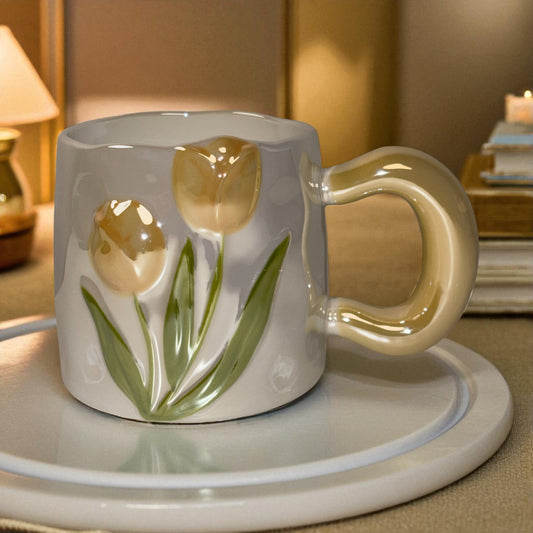 Tulip Meadow Ceramic Mug - Yellow