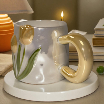Tulip Meadow Ceramic Mug - Yellow