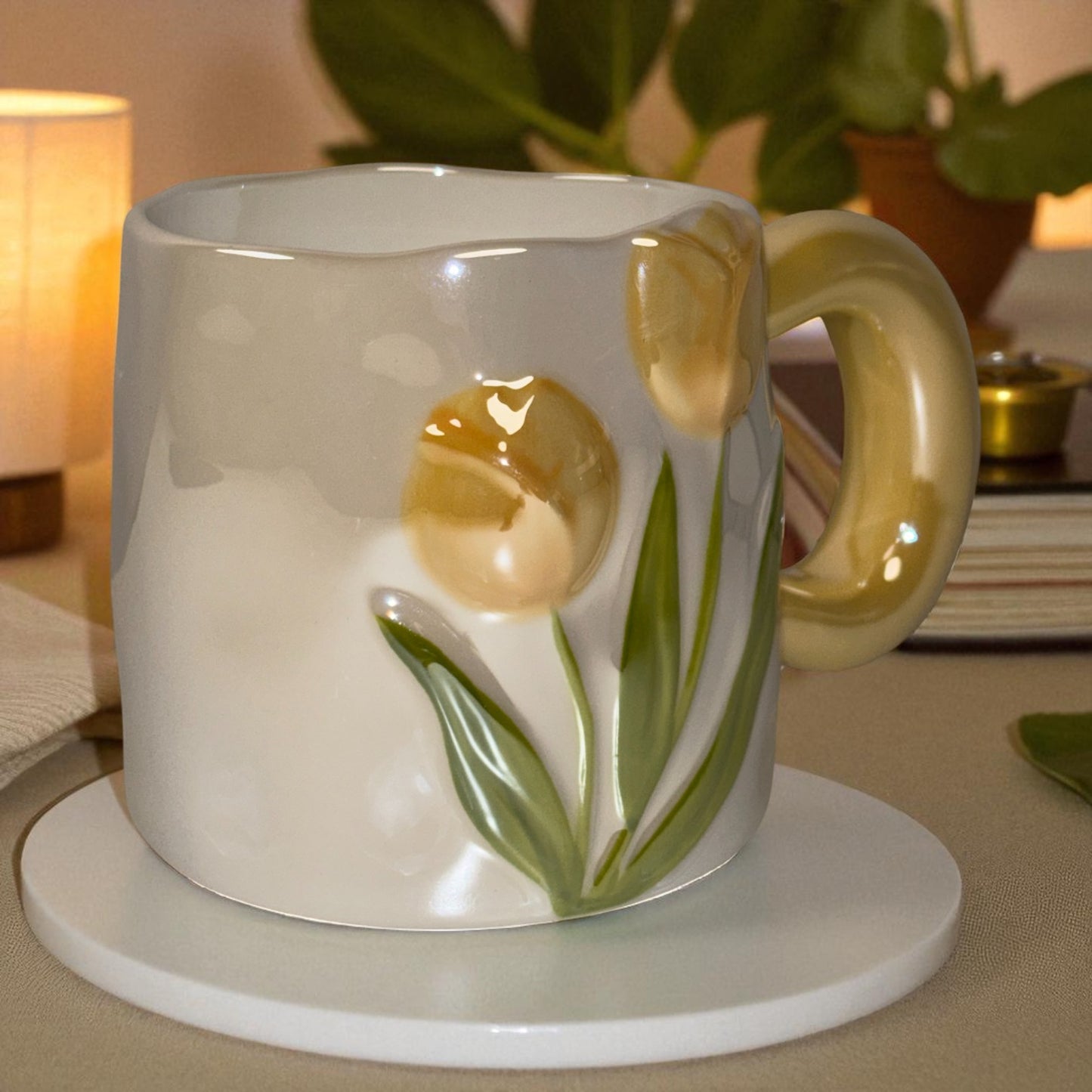 Tulip Meadow Ceramic Mug - Yellow