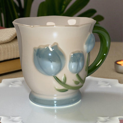 Tulip Buds Ceramic Mug - Blue