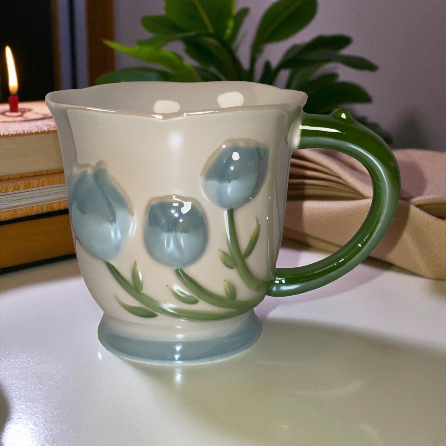 Tulip Buds Ceramic Mug - Blue