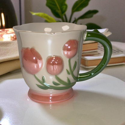 Tulip Buds Ceramic Mug - Red