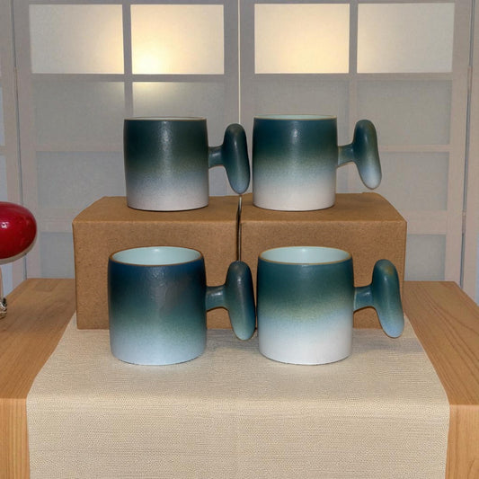 Wabi Fade Demitasse Cup (80 ml Espresso Cup) - Set - Green and White
