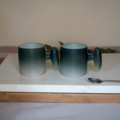 Wabi Fade Demitasse Cup (80 ml Espresso Cup) - Set - Green and White