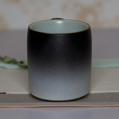 Wabi Fade Demitasse Cup (80 ml Espresso Cup) - Black and White - Wooden Handle