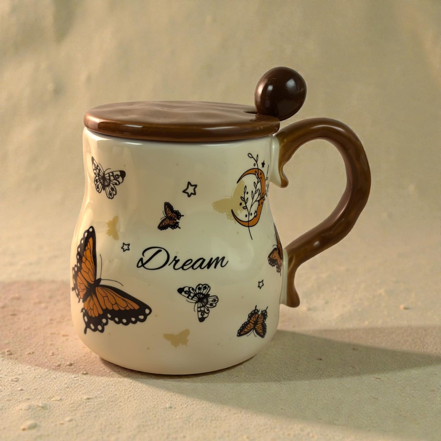 Victorian Flutter Ceramic Mug (With Spoon and Lid)