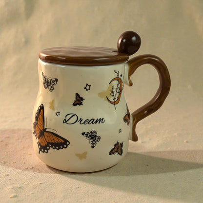 Victorian Flutter Ceramic Mug (With Spoon and Lid)