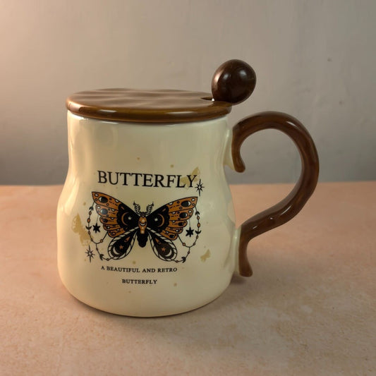 Victorian Flutter Ceramic Mug (With Spoon and Lid)