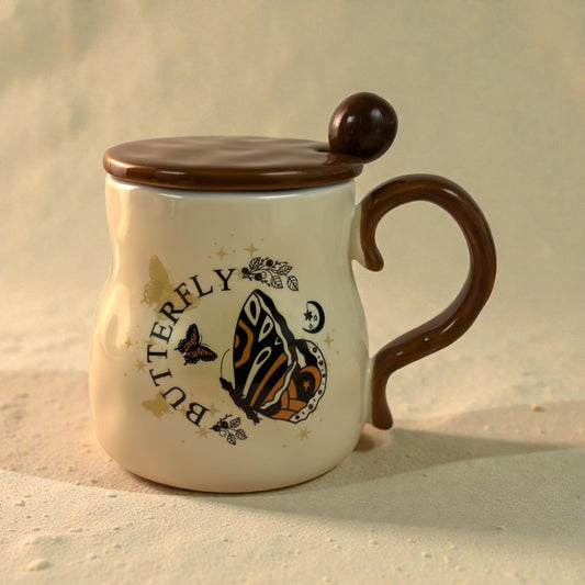 Victorian Flutter Ceramic Mug (With Spoon and Lid)