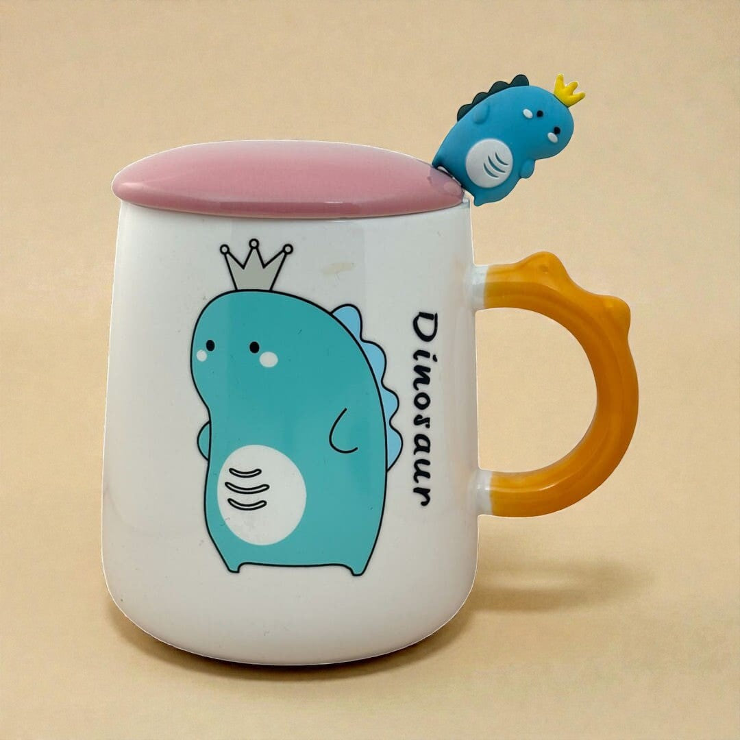 Dino Majesty Ceramic Mug (With Spoon and Lid)