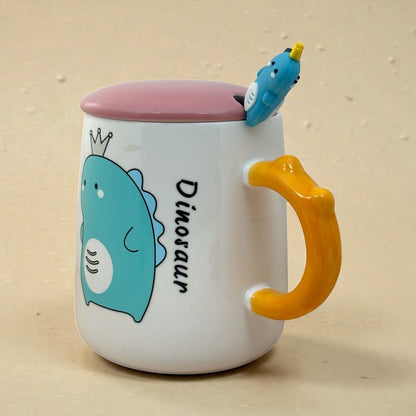 Dino Majesty Ceramic Mug (With Spoon and Lid)