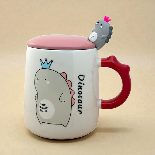 Dino Majesty Ceramic Mug (With Spoon and Lid)