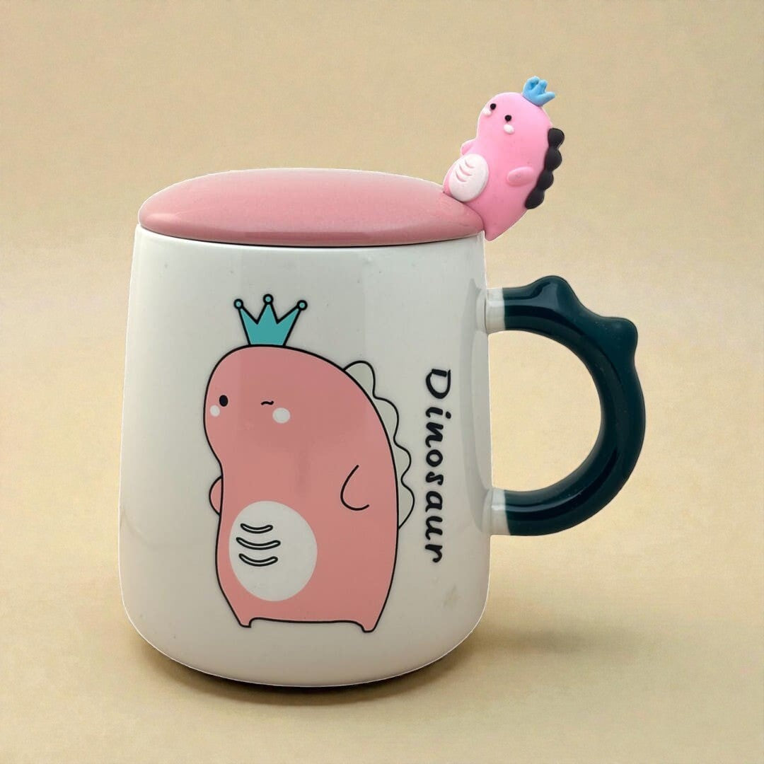 Dino Majesty Ceramic Mug (With Spoon and Lid)