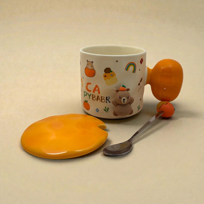 Tangy Teddy Ceramic Cup (With Spoon and Lid)
