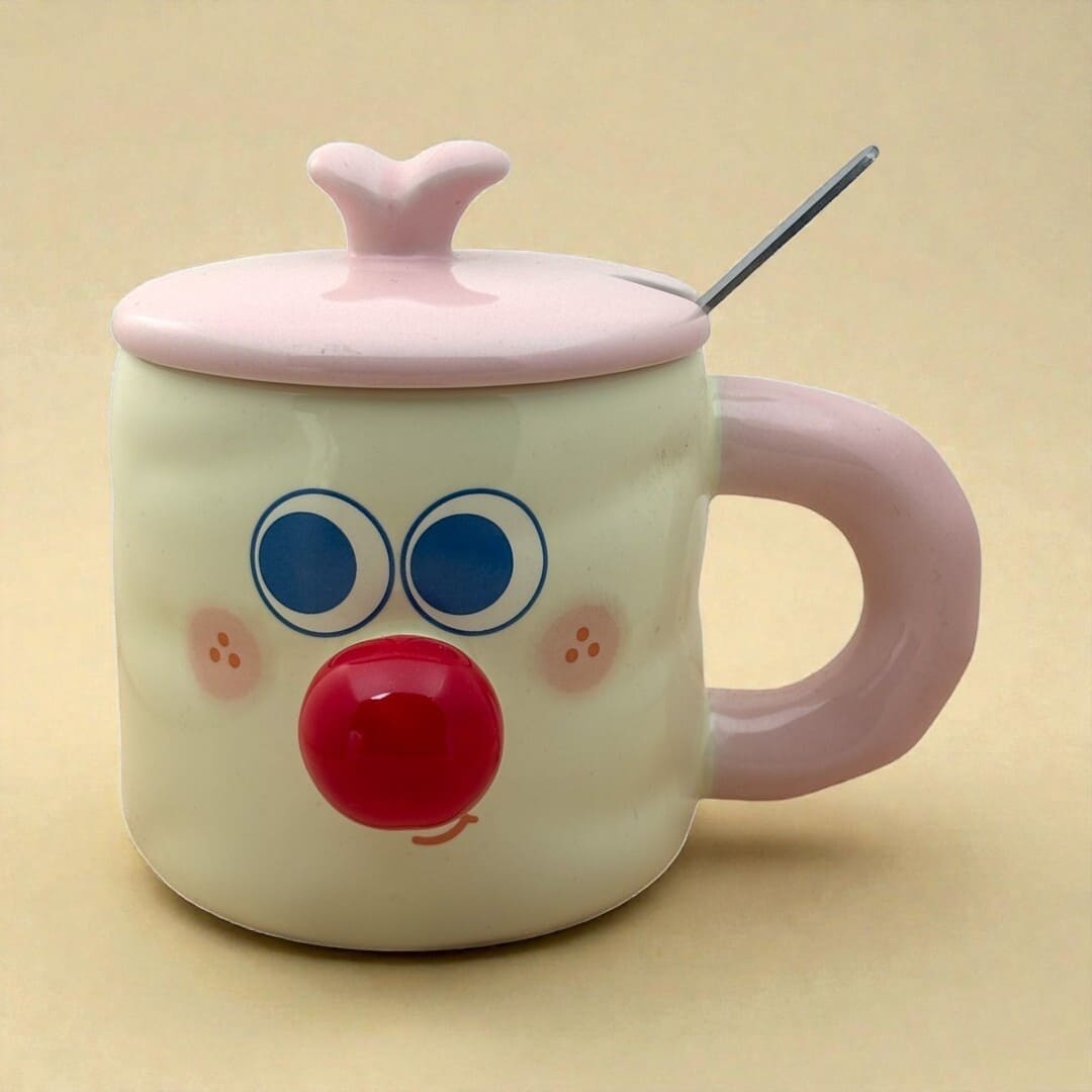 Whimsy Moods Ceramic Cup (With Spoon and Lid)