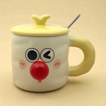 Whimsy Moods Ceramic Cup (With Spoon and Lid)