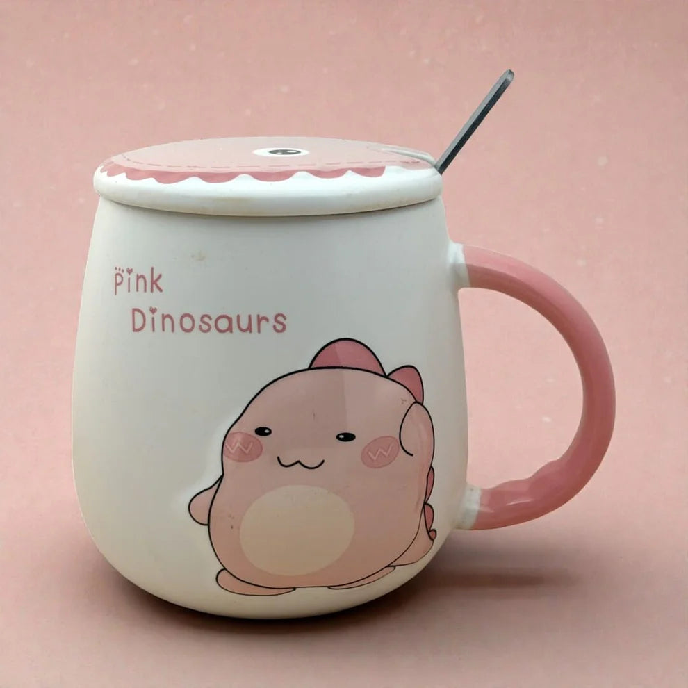 Pastel Roar Ceramic Mug (With Spoon and Lid)