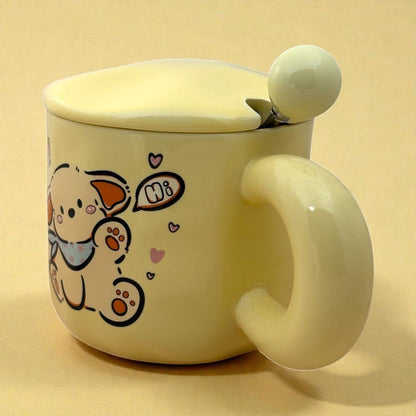 Tiny Greets Ceramic Mug (With Spoon and Lid) - Puppy
