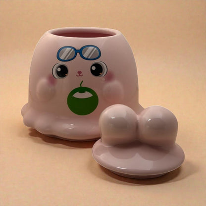 Sugar Snug Ceramic Mug (With Lid) - Pink