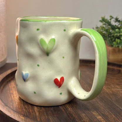 Pebble Hearts Ceramic Mug - Green