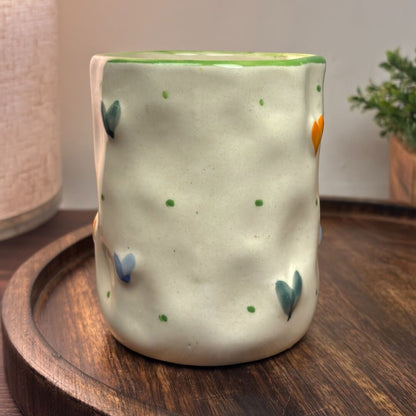 Pebble Hearts Ceramic Mug - Green