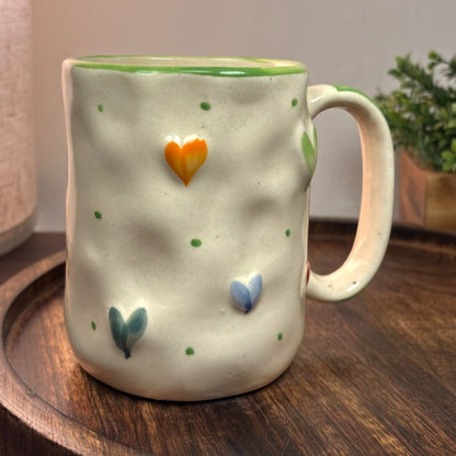 Pebble Hearts Ceramic Mug - Green