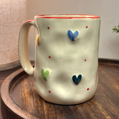 Pebble Hearts Ceramic Mug - Red