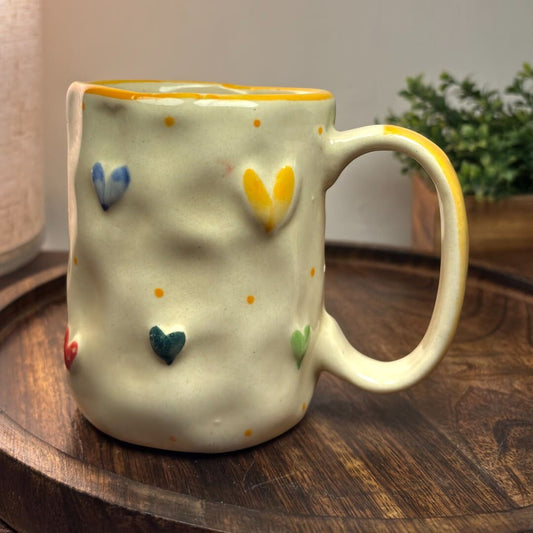 Pebble Hearts Ceramic Mug - Yellow