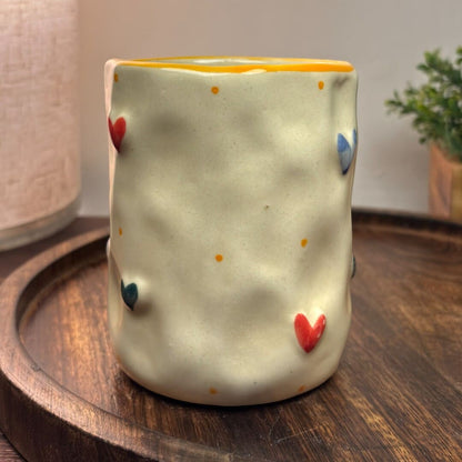 Pebble Hearts Ceramic Mug - Yellow