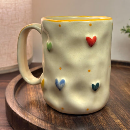 Pebble Hearts Ceramic Mug - Yellow