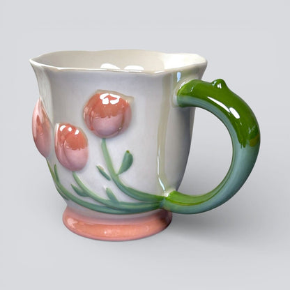 Tulip Buds Ceramic Mug - Red