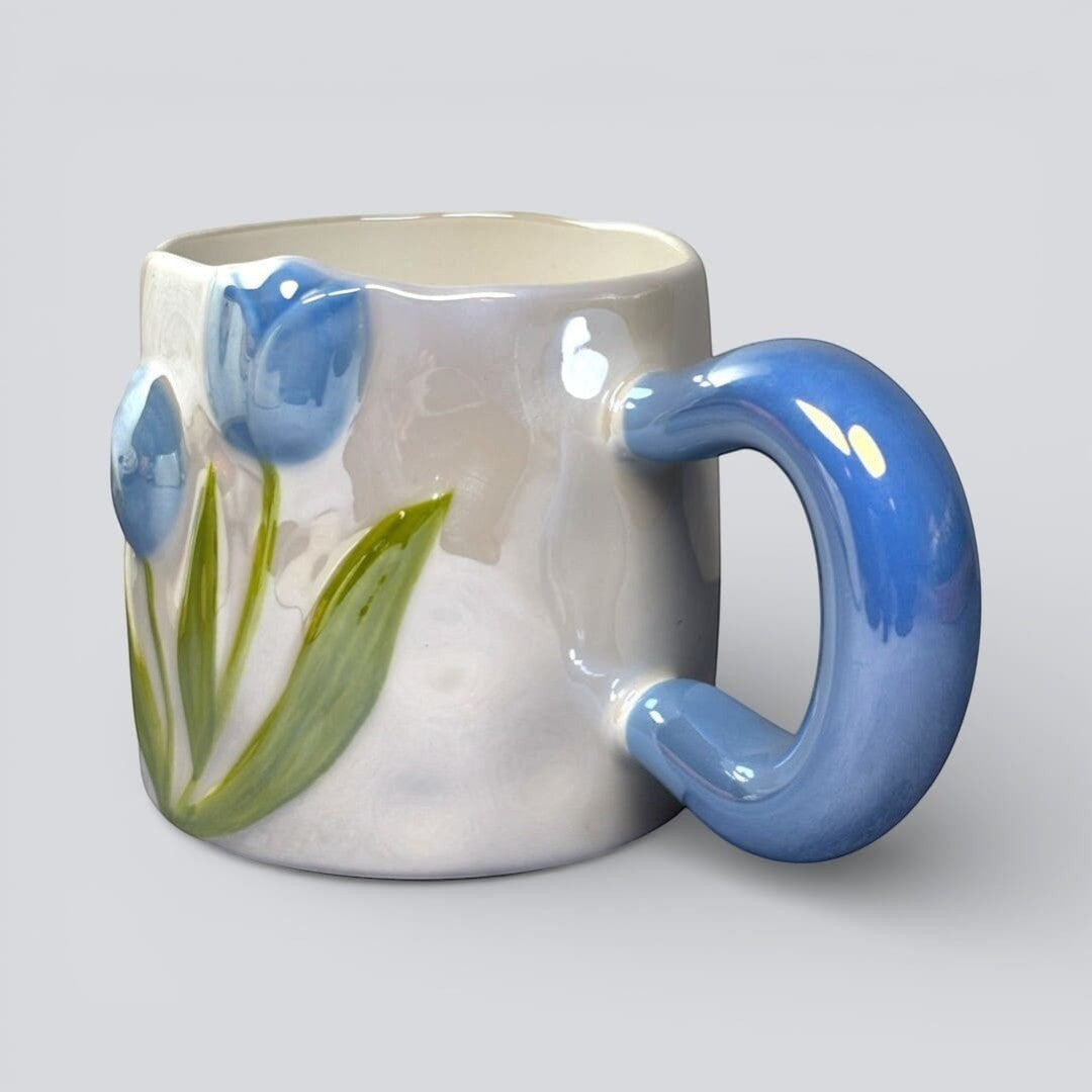Tulip Meadow Ceramic Mug - Blue