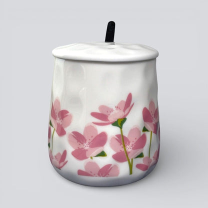 Blush Bloom Ceramic Mug (With Spoon and Lid) - Sakura Rise