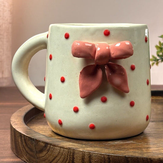 Polka Bow Ceramic Cup