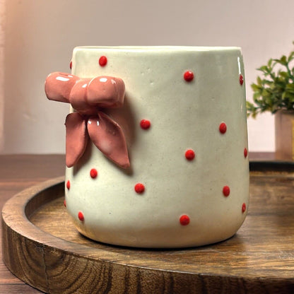 Polka Bow Ceramic Cup