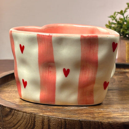 Striped Heart Shaped Ceramic Mug