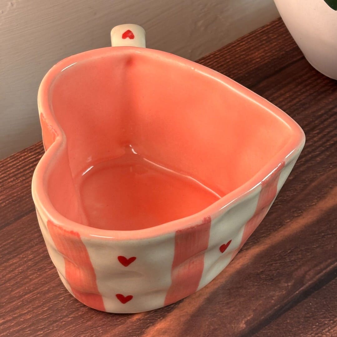 Striped Heart Shaped Ceramic Mug