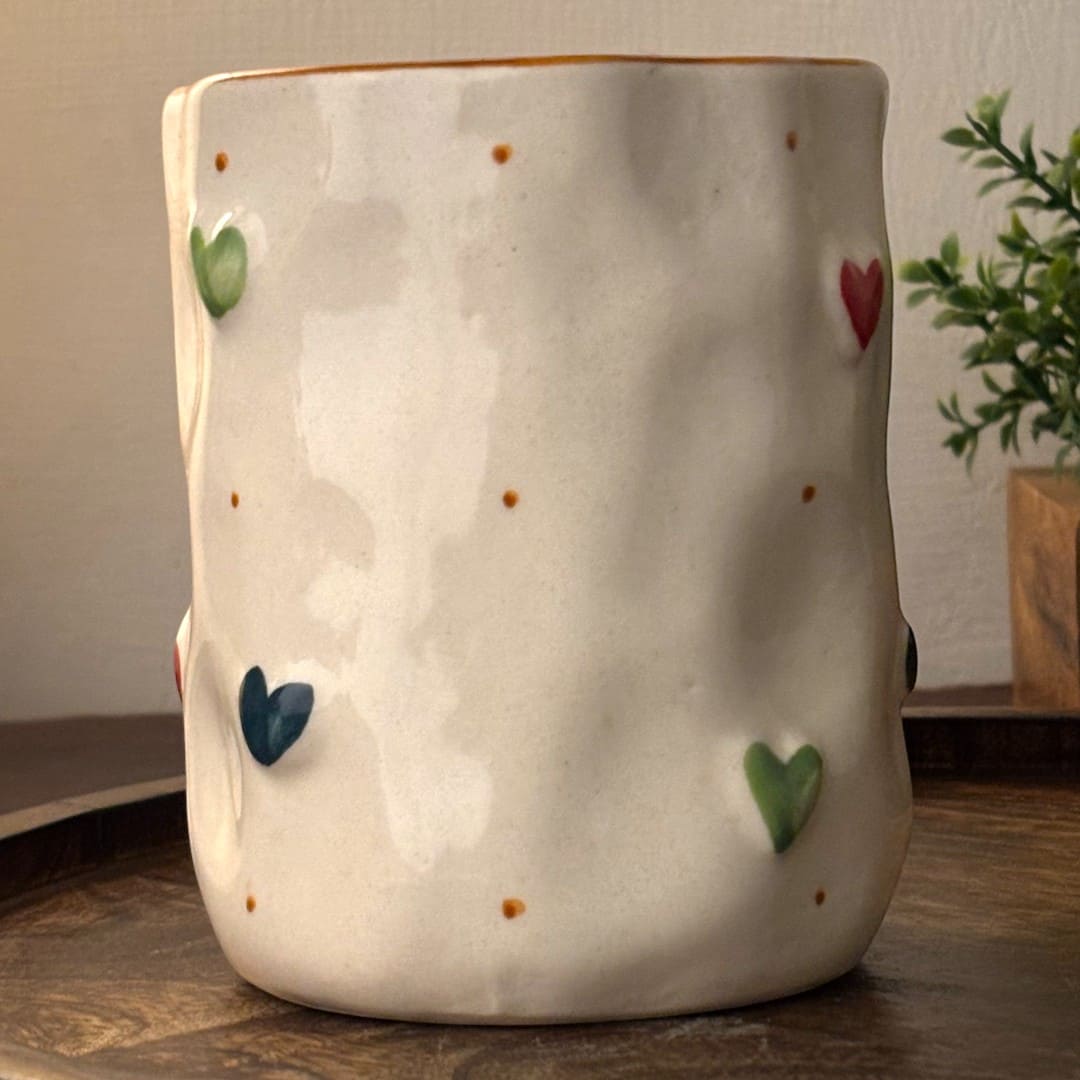 Pebble Hearts Ceramic Mug - Brown