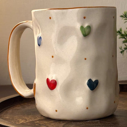 Pebble Hearts Ceramic Mug - Brown