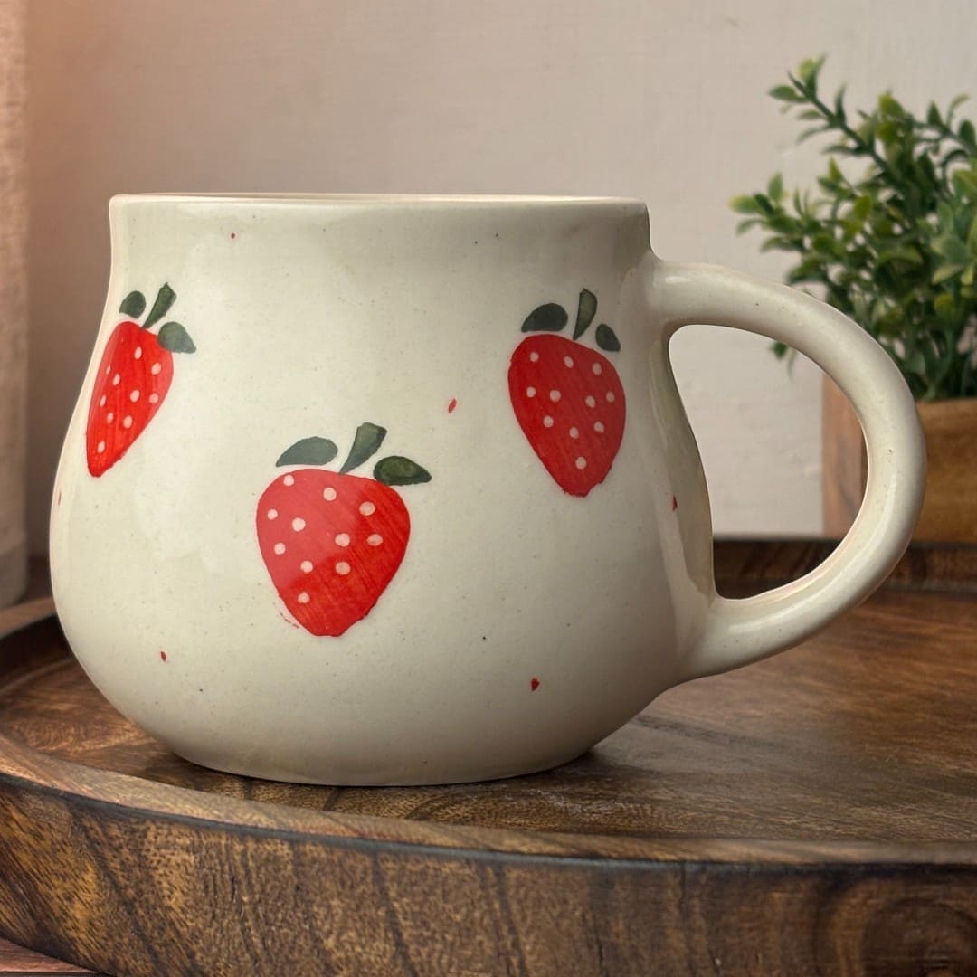 Strawberry Dot Ceramic Cup