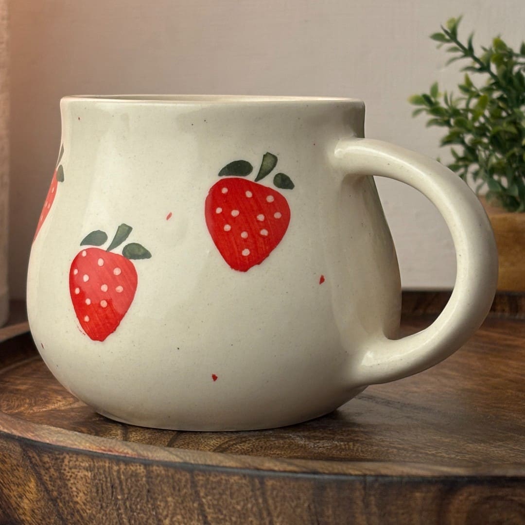 Strawberry Dot Ceramic Cup