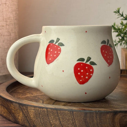 Strawberry Dot Ceramic Cup