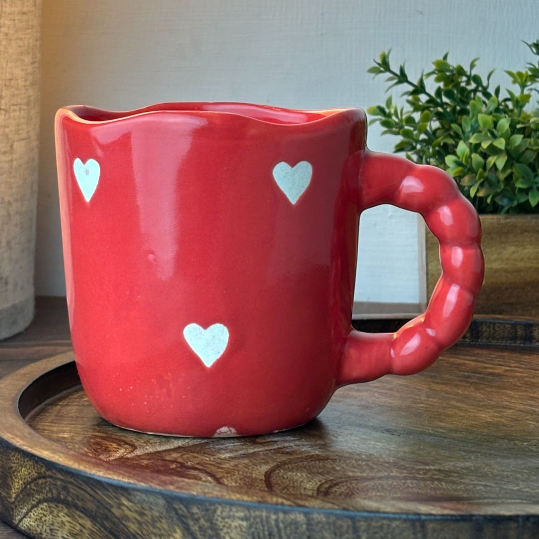 Crimson Hearts Ceramic Cup