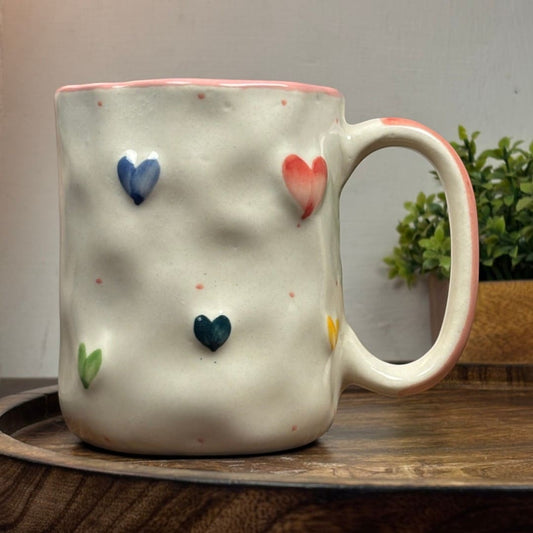 Pebble Hearts Ceramic Mug - Pink
